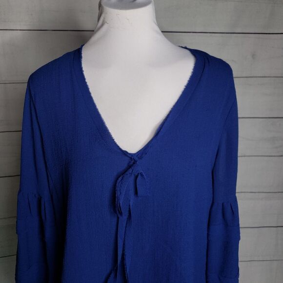 Jane and Delancey boho gauzy flowy top Large blue - Picture 8 of 8